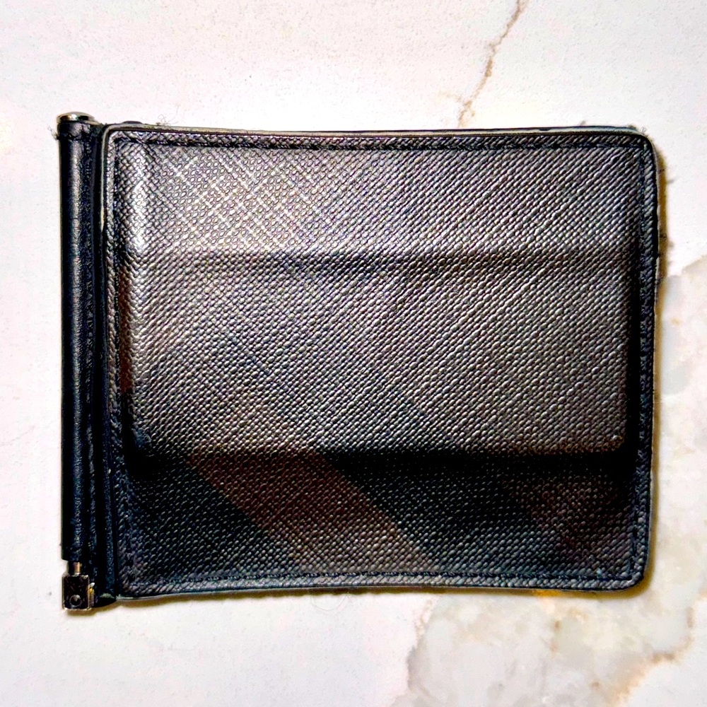 Burberry check print mens thin clip wallet